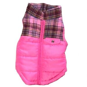 Simply Dog Pink Plaid Yoke Bomber Dog Jacket size M